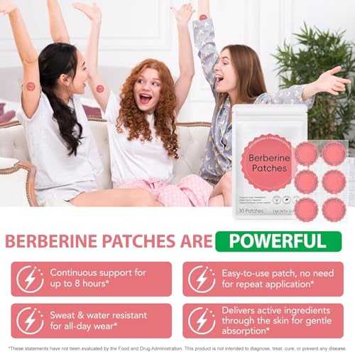 Berberine Patches, Berberine Support Patches with Berberines & Cinnamon Extract, Vegan, Helps Support Metabolism & Energy Levels (1 Pack)