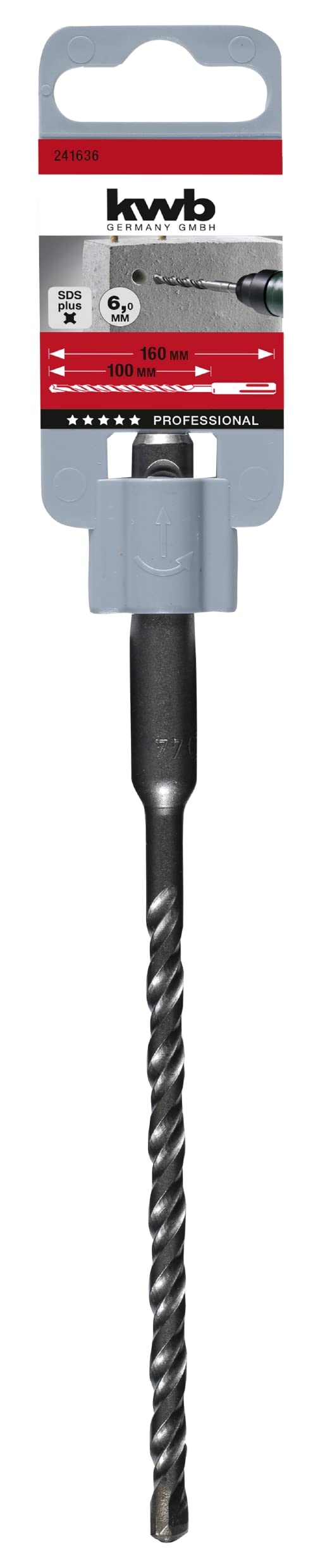kwb SDS PLUS HB 44 Hammer Drill Ø 15.0 mm 241645 (length 160 mm, high temperature soldered carbide cutting edge)
