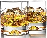Premium Whiskey Glasses - Large - 12oz Set of 2 - Lead Free Hand Blown Crystal - Thick Weighted Bottom - Seamless Handmade Design - Perfect for Scotch, Bourbon, Manhattans, Old Fashioned's, Cocktails