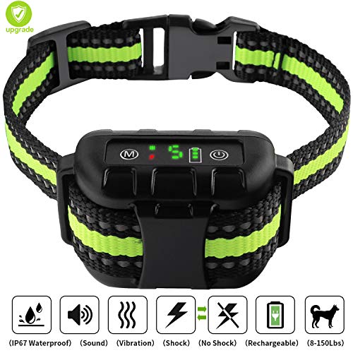 Bark Collar LIPET,  Dog Bark Collar Automatic Rechargeable with Beep, Vibration and No Harm Shock, Anti Bark Collar for Small Medium Large Dogs, 5 Adjustable Sensitivity Dog Shock Collar
