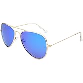 livho Sunglasses for Men Women Aviator Polarized Metal Mirror UV 400 Lens Protection (Gold Purple/Blue)