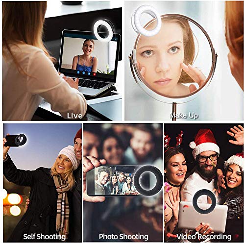 Ytaland (2020 Upgraded New) Selfie Ring Light, 3 Lighting Modes Rechargeable Clip on Selfie Fill Light, Adjustable Brightness Clip on Phone Camera Light for Makeup Video, for iPhone, Android (White)