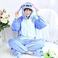MH-RITA 2017 Unicorn Pajamas Adult Kids Warm Flannel Siamese Cartoon Autumn Winter Pajamas Family Fitted Animal Pajamas For Women Men,Blue,M