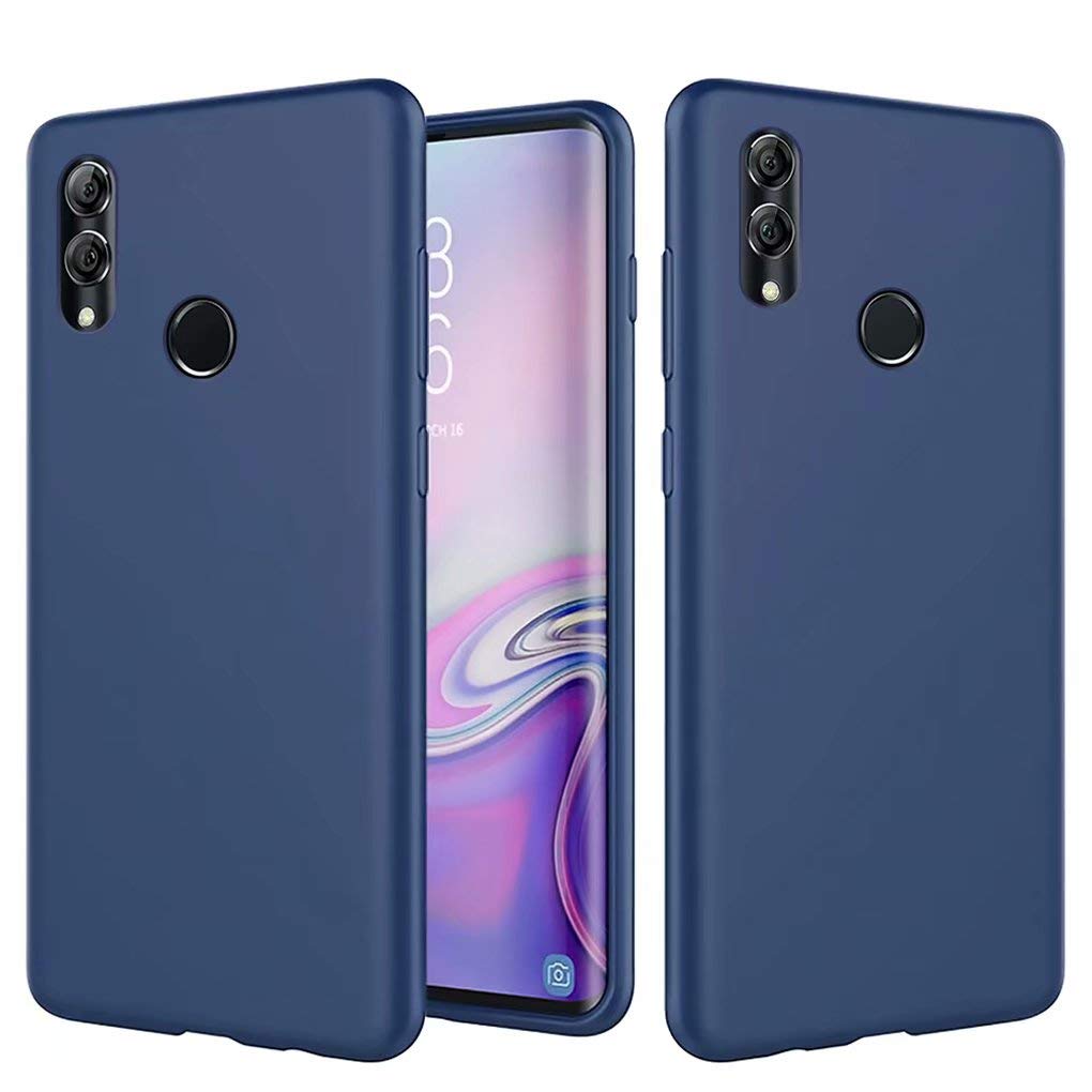 NiaCoCo Compatible with Huawei P Smart 2019/Honor 10 Lite Case Ultra Thin Shockproof Liquid Silicone Phone Case Soft Gel Microfiber Rubber Stripe Protector Case (Blue)