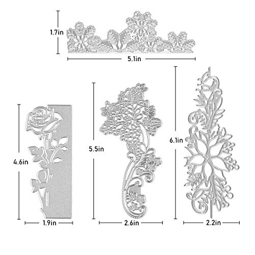 4 Set Rose Flower Cutting Dies, Embossing Stencil Cutter Templates for Scrapbooking Card Making DIY Craft