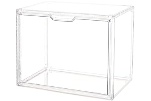 Clear Stackable Plastic Storage Bins with Magnetic Attraction Lid, Dustproof Book & Cosmetic Display Cases, Large Figures Col