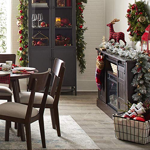 NOMA Prelit 9Ft LED Berry Flocked Christmas Garland with Battery Operated Lights 35 Warm