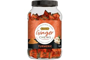 Bali's Best Ginger Chews, Soothing Turmeric Flavor, 1 Pound Jar, Individually Wrapped Soft Candy, Made with 100% Real Ginger, Digestive Health Support, Upset Stomach Relief, Halal