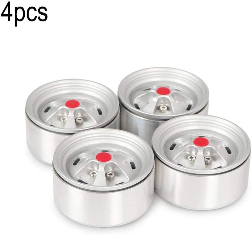 Blentude Climbing Car 1.9" Metal Wheel Hub Silver Red Heart Five Wheel Hub 4pcs SCX10 90046 For Traxxas TRX-4 D90