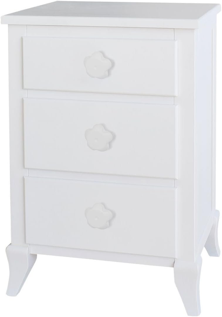 Infantil Mesillas de noche Madera 33x43x66 cm Blanco Bainba Mesita con