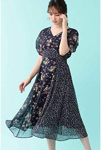 Amazon ジルバイジルスチュアート Jill By Jillstuart Ray 4月号掲載 美人百花3月号掲載 ミックスフローラル ワンピース ネイビー S ワンピース チュニック 通販