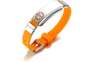 Hisatan Custom Medical Alert ID Bracelets for Men Women, Free Engraving Unisex Adjustable Emergency Silicon and Stainless Steel Emergency Bracelets