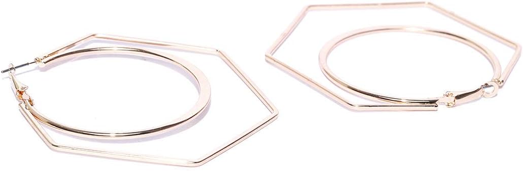 fabulaby OOMPH Jewellery Gold Tone Geometric Large Party Hoop Fashion Drop Earrings For Women & Girls (EIS26R1)