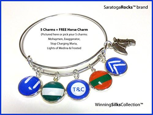 Saratoga Race Track - Winning Silks™ Bracelet - 5 Charms + FREE horse Charms