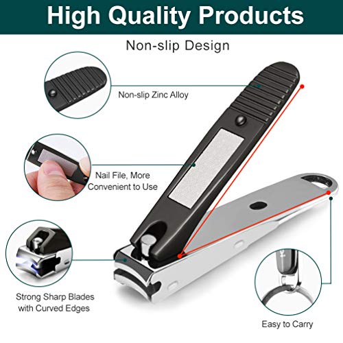 ikeepi Manicure Nail Clippers Pedicure Kit with Luxury Leather Case, Portable Stainless Steel Nail Cutter Fingernails & Toenails, Non-slip Grooming Kit for Hand Care, Facial Care, Foot Care, Set of 8