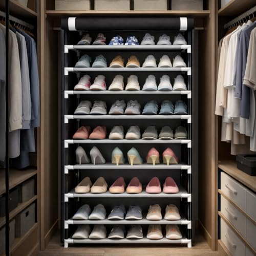 Sapateira Desmontável Preta 9 Prateleiras Organizador de Sapatos
