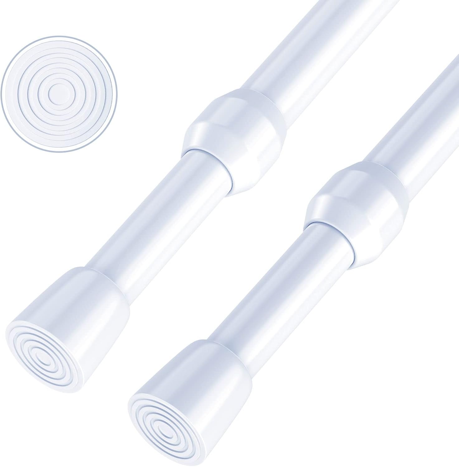 Window Treatment Hardware - Spring Tension Curtain Rod White Adjustable 26-39 Inches for Curtains, Kitchen, Wardrobe, Windows, Cupboard, Home Closet, DIY Projects, Small Short Expandable Pressure Loaded