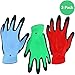 Vremi Heavy Duty Gardening Gloves for Men and Women - 3 Pack Large Size Bamboo Nitrile Coated Indoor and Outdoor Garden Gloves for Vegetable Roses or Flower Gardens - Blue Green and Red