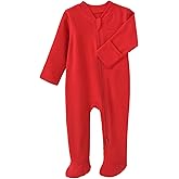 KISBINI Baby Kids Sleep and Play, Baby Cotton Pajamas with Mitten Cuffs, 2 Way Zipper Footed Sleeper Newborn-12 Months