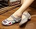 AvaCostume Chinese Embroidery Weave Oxfords Sole Girls Mary Jane Plarform Shoes, Grey, 36