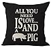 Nordic Style Wildlife Animal Lovers Sweet Warm Saying All You Need Is Love And Pig Cotton Linen Decorative Throw Pillow Case Cushion Cover Square 18 