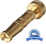 Heavy Duty Solid Brass Garden Hose Twist Nozzle, Proven Classic Design, Adjustable Power Sprayer that's Built to Last, Best For: Car Wash,Watering Flowers,Lawn, Organic Gardens, Expandable Hose
