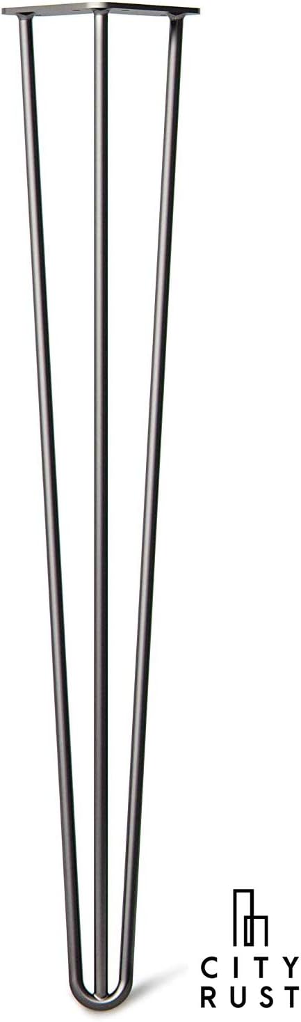 Steel Gray 28" Hairpin Table Legs - City Rust … 4 Legs + Screws + Floor Protectors…