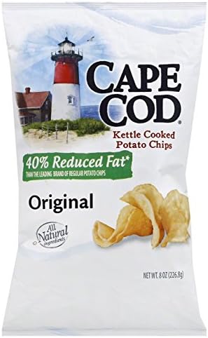Cape Cod Kettle Cooked Original Reduced Fat Potato Chips 8 OZ (Pack of 7) + (6 Pack of Skittles 2.17oz)