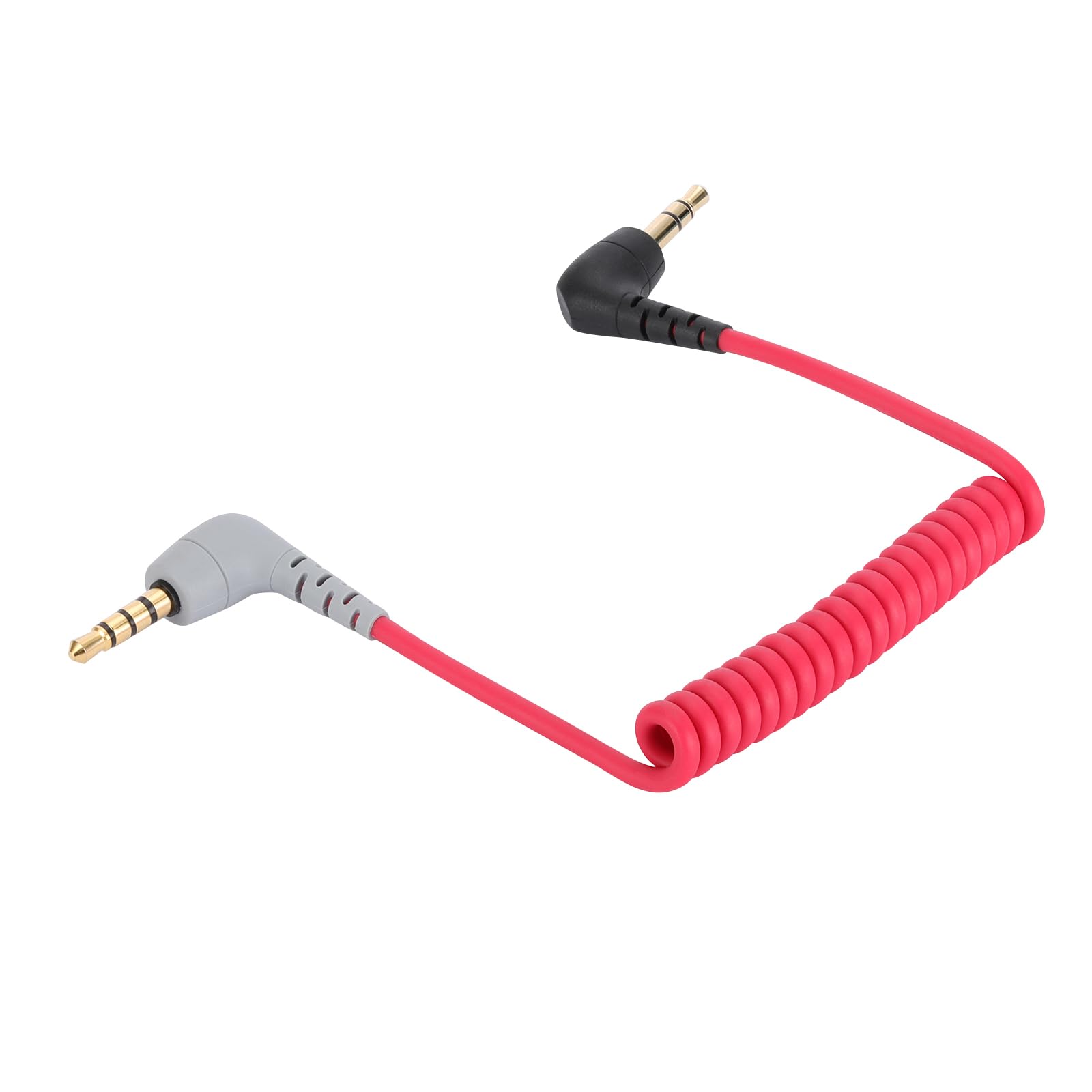 Alphatec Replacement Coiled SC7 Cable 3.5mm TRRS to TRS Microphone Cable - Microphone, Audion & Lavalier to Smartphone Wire for RODE VideoMicro VideoMic Go BOYA 80cm