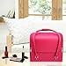 HOMFA Makeup Train Case 3 Layer Makeup Organizer Bag with Shoulder Strap Adjustable Dividers for Cosmetics Makeup Brushes Toiletry Jewelry (Pink)
