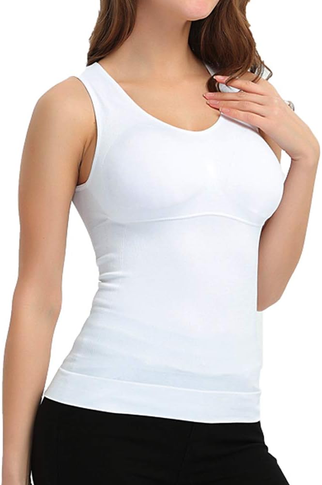 Women's Shapewear Tank Top Cami Shaper with Built in Removable Bra Pads Body Shaper Camisole