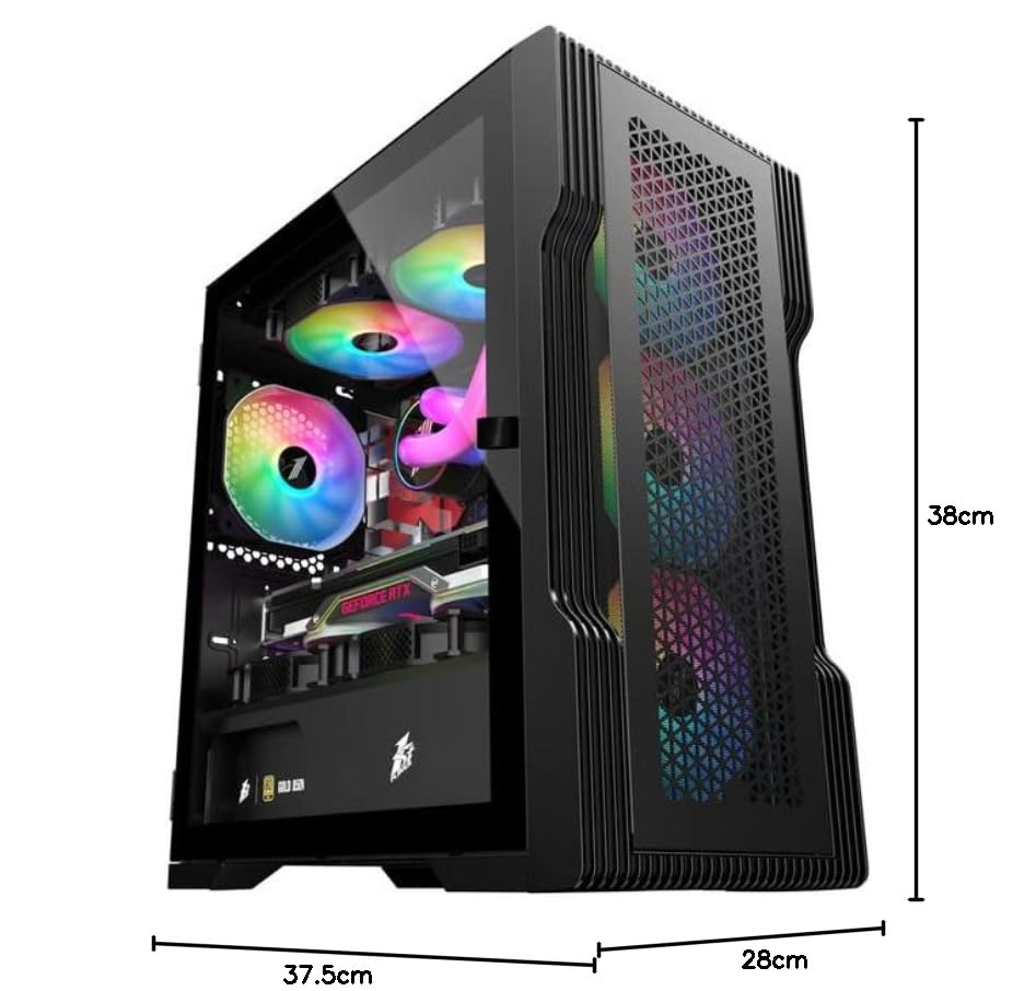 1St Player Trilobite T3 Micro-Atx - 4 X 120Mm Argb Fans Pre-Installed - Hinged Tempered Glass Side Panel - Removable Front Metal/Mesh Panel Design - Black - View 6