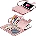 iPhone 8 Case, iPhone 7 Case, BENTOBEN Glitter Sparkly Bling Cute Shiny Faux PU Leather Flip Folio Wallet Protective Cover Credit Card Slots Cash Holder Wristlet Magnetic Snap Closure, Rose Gold
