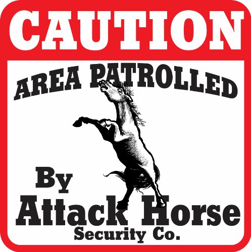 Caution Attack Horse Farm or Barnyard Sign
