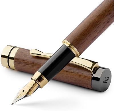 Wordsworth & Black Fountain Pen Set Bamboo Wood Medium Nib Gift Case
