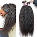 XiaoYuan Brazilian Virgin Kinky Straight Hair Weave 3 Bundles 8a Yaki Straight Human Hair Extensions Natural Color,100g/bundle(12
