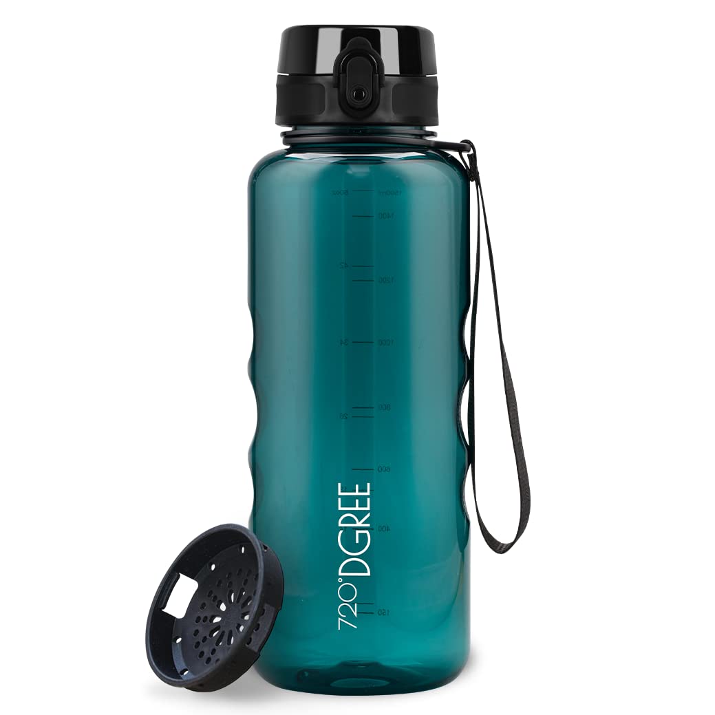 720°DGREE Water Bottle 1.5l “uberBottle“ crystalClear +Sieve - BPA-Free, Leakproof, Reusable Drinking Bottle - XL Sports Bottle for all Day Hydration, Gym, Fitness, Office, University, Hiking, Travel