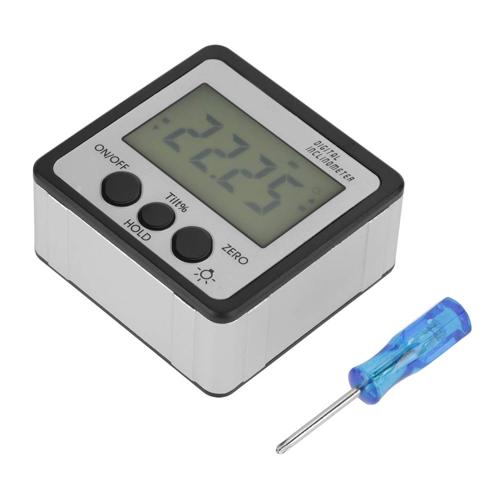 Digital Angle Gauge,IP54 Digital Inclinometer with Magnetic Base & LCD Display Screen,Accurate Fast 4 x 90°(Silver)