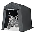 ADVANCE OUTDOOR 6X8 ft Outdoor Portable Storage Shelter Shed with 2 Rolled up Zipper Doors & Vents Carport for Motorcycle Waterproof and UV Resistant Portable Garage Kit Tent, Gray