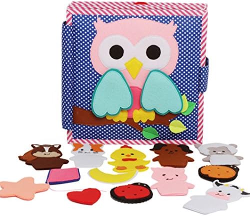 Jolly Designs Premium Handmade Pink Owl Quiet Book | Complex Felt Book for Early Learning | Soft Sensory Busy Book for toddlers and children