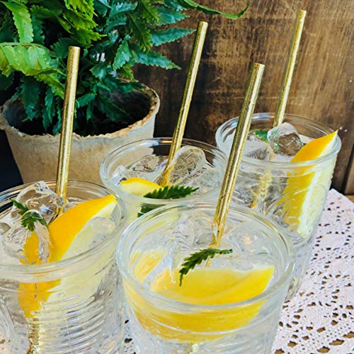 Gold Foil Paper Straws - 7.75 Inches - Pack of 100 - Outside the Box Papers Brand