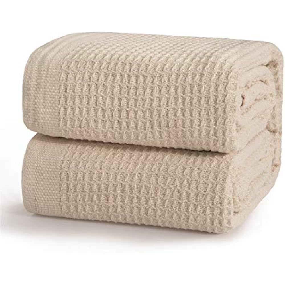 100 Cotton Thermal Blanket 405GSM Soft In Waffle Weave For Home