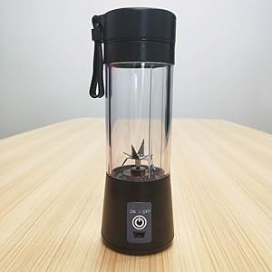 Juicer Cup, Portable Blender, 13oz Fruit Mixing Machine with Six Blades in 3D, Magnetic sensor and 2000mAh USB Rechargeable Batteries, Perfect Smoothie Fruit Juicer Cup for Personal Use (Black)