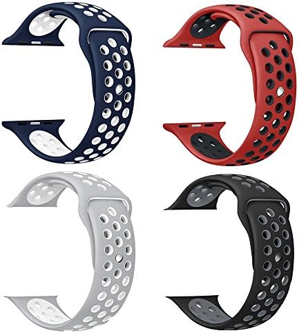 Apple Watch Band 38/42MM,RUIYI 4PCS Sport Silicone Replacement Band for iwatch series 1/2 Edition (4PCS new, 38MM)