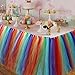 Aytai TUTU Table Skirt Tulle Tableware Queen Wonderland Handmade Table Cloth Skirting Romantic for Wedding Christmas Party Baby Shower Birthday Cake Table Girl Princess Decor Rainbow colo