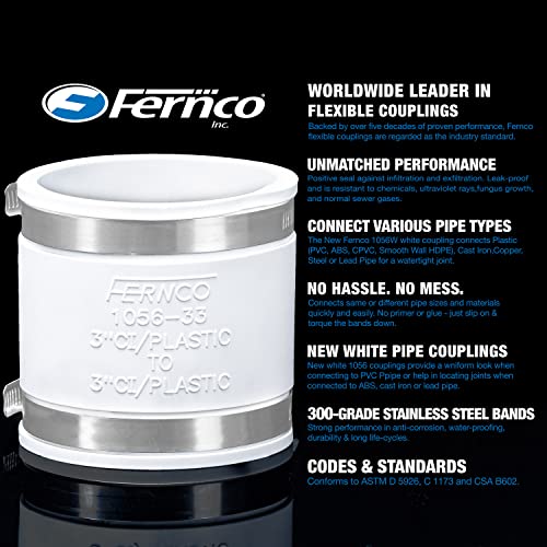 Fernco 1056-22 2-in. Flexible PVC Pipe Coupling for Cast Iron and Plastic photo 7