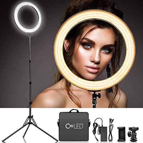 [Updated 720LED LCD Display] 18 Inch LED Ring Light with Stand for Camera iPhone, 3200-5600K Dimmable Warm/White Video Light, USB Power Output, Camera Phone Holder & Carrying Case for Studio Makeup - Thumbnail 7