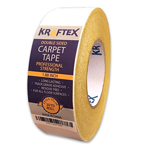 NEW:Original Carpet Tape 90ft Roll, For Rugs, Mats, Pads, Runners [Anti Slip Non Skid Technology] Indoor Gripper Tape Double Sided Adhesive [Works on ANY Floor] Grips Hardwood, Tile, Laminate Floor