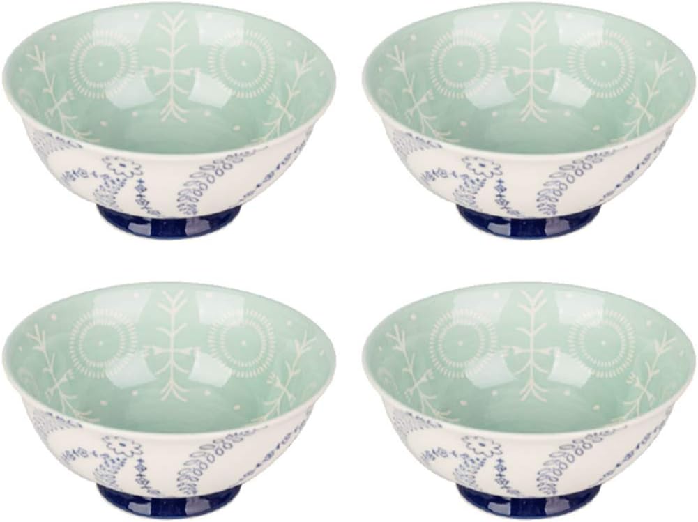 OISII 25 Ounces Porcelain Bowls Set, Cereal, Soup, Pasta Bowls, Set of 4，Colorful