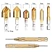 Gejoy 2 Pack Automatic Center Punch One-Hand Operational Adjustable Spring Stroke Strength and 6 Pieces Countersink Drill Bit Set 1/4 Inch Hex Shank 90 Degree HSS 5 Flute Hole Cutter Chamfering Drill